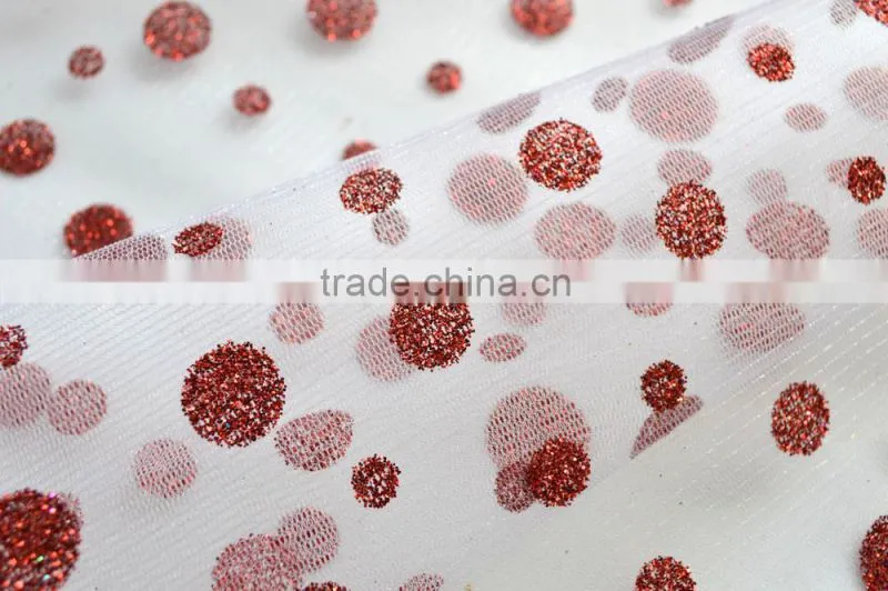 Polyester Tulle Metallic Printed Fabric for Decoration and Dress DSN337