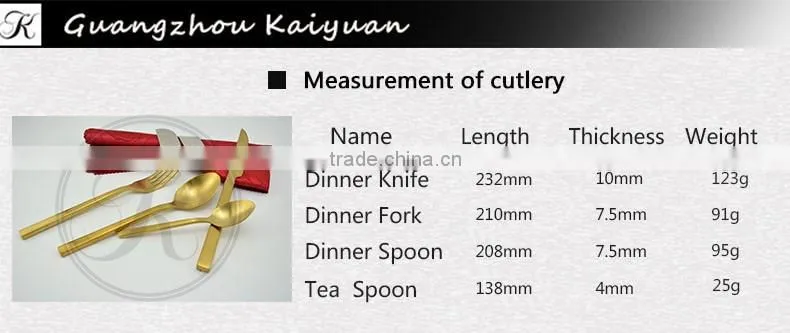 Gold cutlery set, copper cutlery, wedding knife and fork set