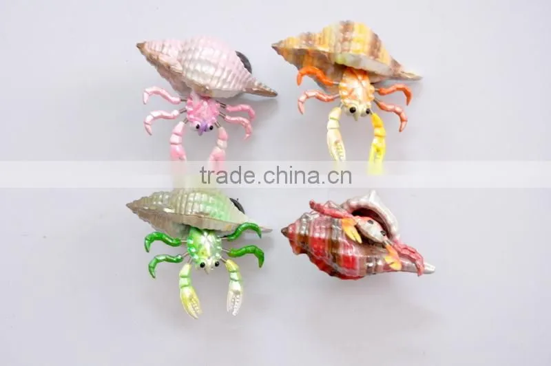 4 inch Plastic Lobster in Artificial Conch Shell 3D Fridge Magnet