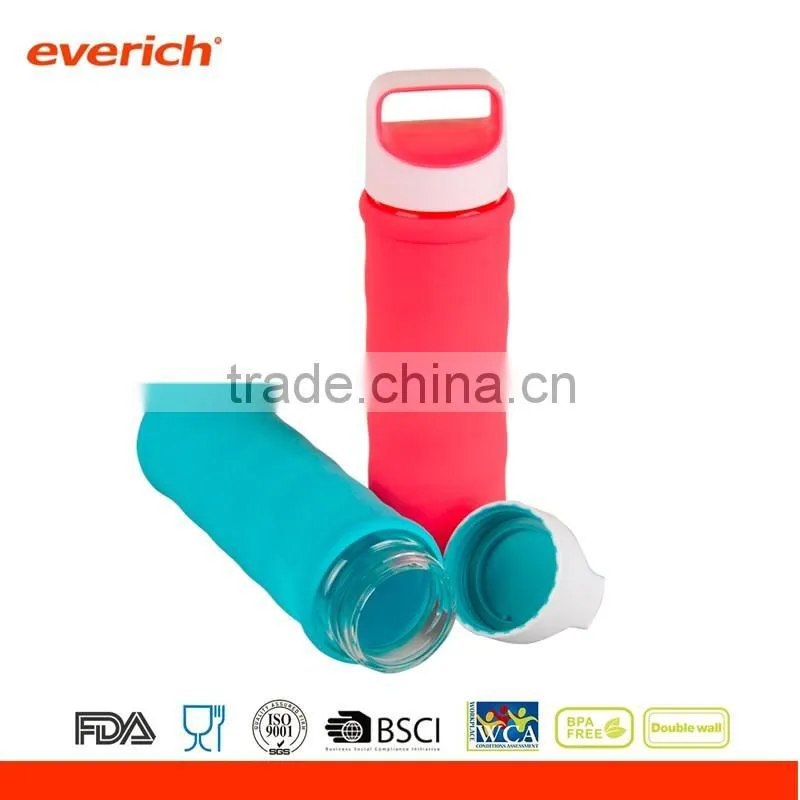 Single wall drinking glass bottle with custom logo and lids