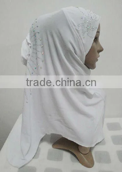 H118 latest rhinestone hijab with flower on back