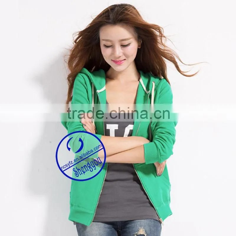 2015 high quality custom zipper-up hoodies sweatshirts china supplier