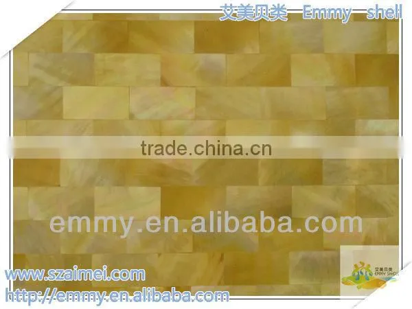 Brick yellow mother of pearl mosaic gold shell mosaic wall tile