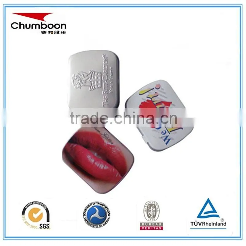 high quality Guangzhou small rectangle CMYK hinged travel pill mint card tin box