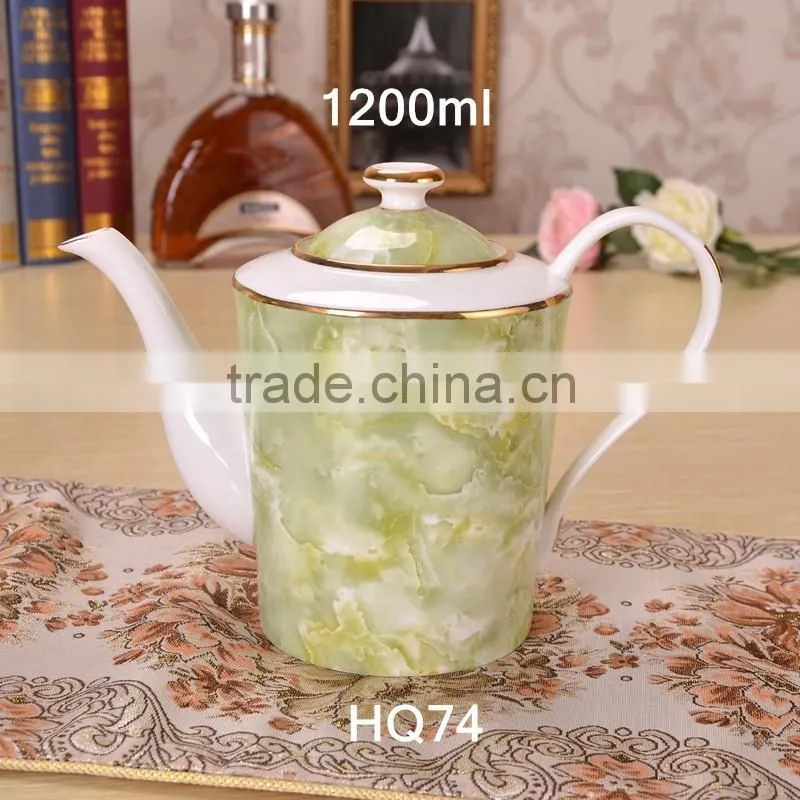 european style purple red and green color with gold-rim 1200ml bone china tea pot