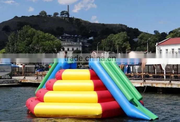 hot sale cheap and popular for person inflatable floating Pyramid water games with slide