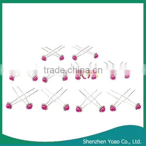 20pcs Charming Rose Red Pearl Hair Pins For Sale