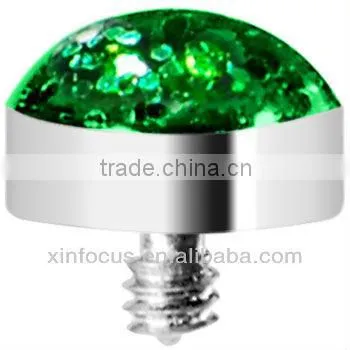 Light Green Glitter Dome Dermal Top body piercing accessories