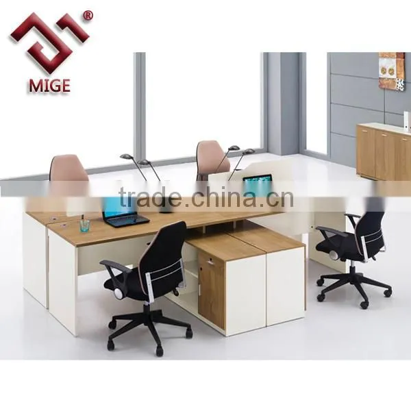 Maple Melamine 2 Person Desk with Side Cabinet