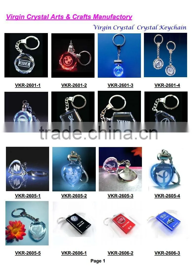Colorful crystal diamond keychain, keyring with led light