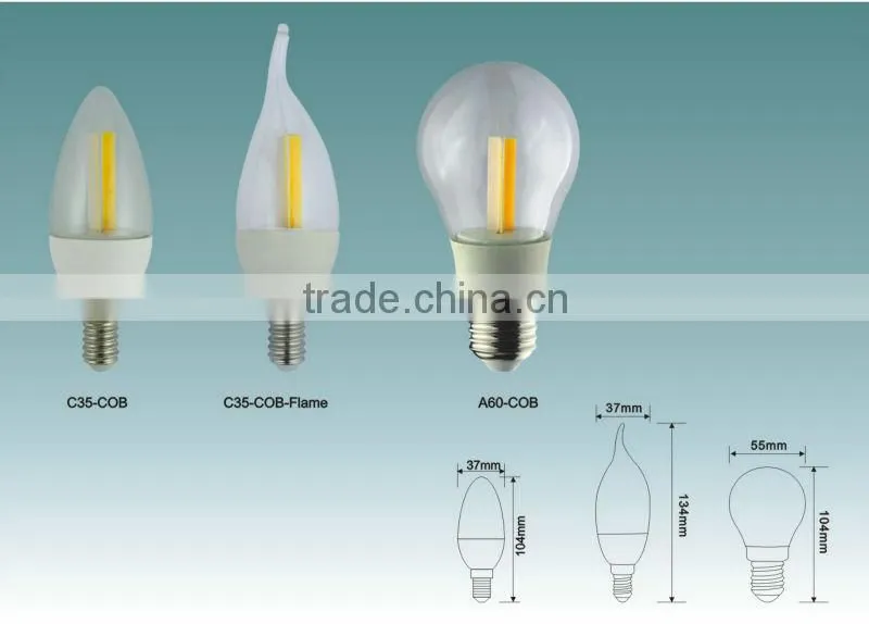 E14 E27 3W cob led bulb with 320 beam angle