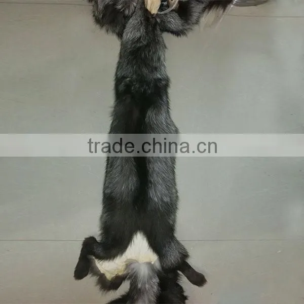 Silver color animal skin fox fur pelts genuine silver fox fur skin