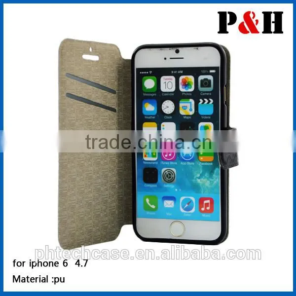 2015 Hot sell wallet flip leather case for apple iphone 6