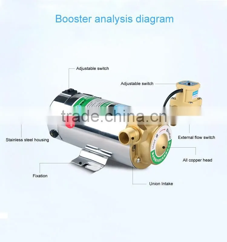 automatic home hot water booster pump for shower 100W/250W/280w