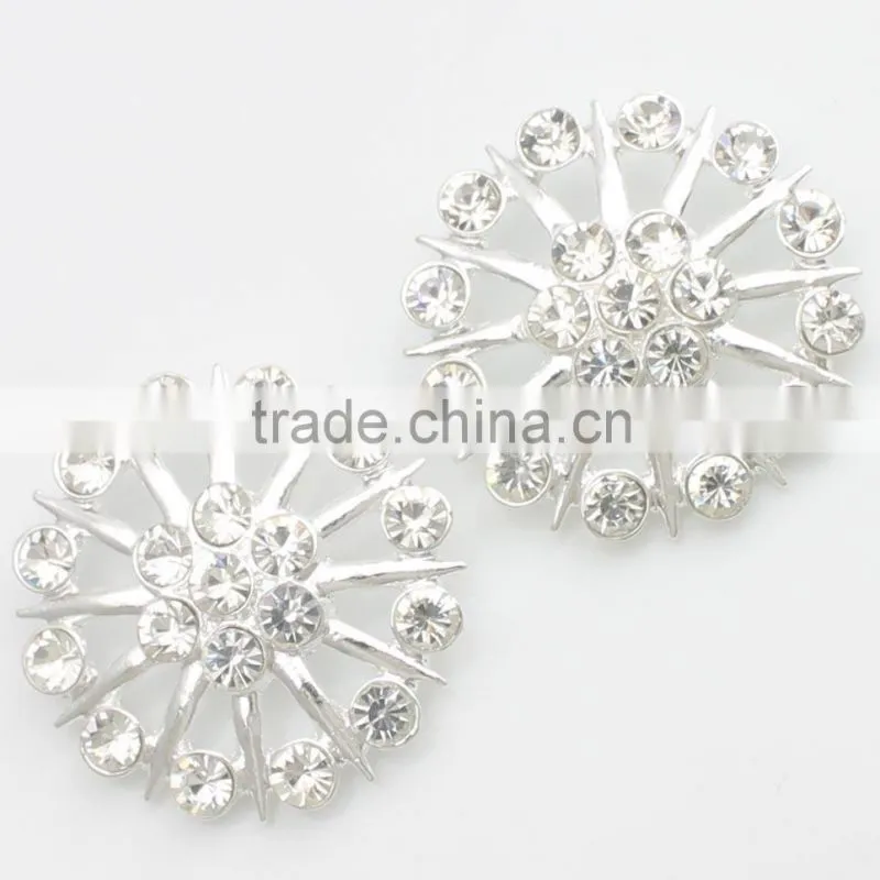 silver round metal shank button with rhinestones RNK1293
