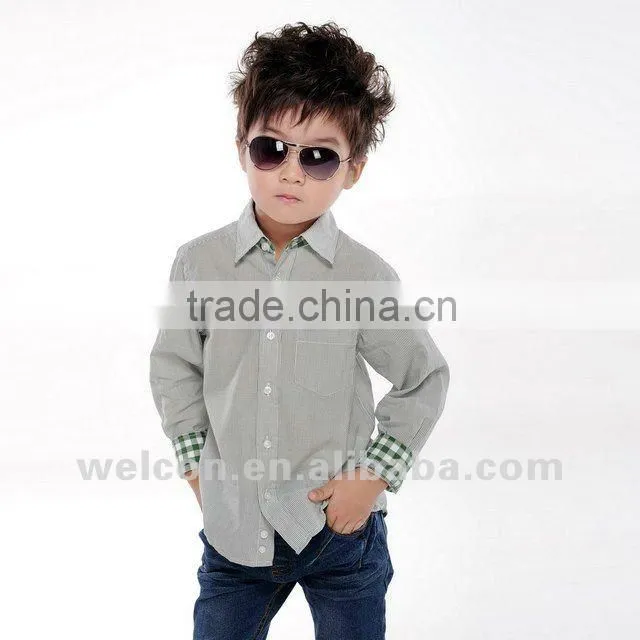 new fashion design brand long sleeve boys shirt 100% cotton boys clothes