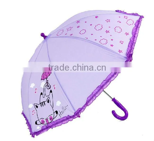 Frilled EVA half transparent little bear safe kid umbrella for fun