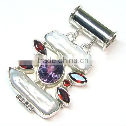 Hand made silver gemstone pendant 925 sterling silver