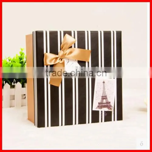 Commercial Style Various Color Solid Custom Paperboard Gift Packaging Box With Bow Wholesale