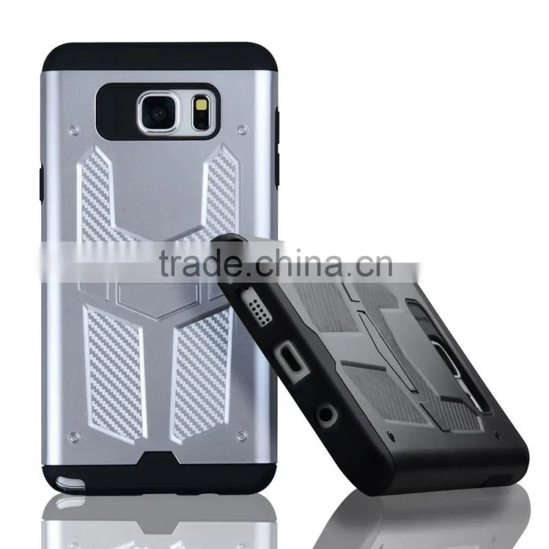 C&T Satin Silver TPU & PC Hybrid Dual Layer Defender Case Protective Back Cover for Samsung Note 5