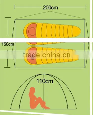 2 Persom Single Layer Double Door Camouflage Camping Tent