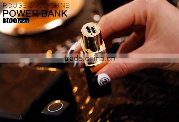 new product Fashion style Lipstick tube 2600mah power bank