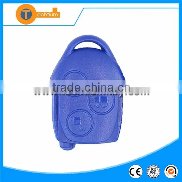 high quanlity blue remote key shell with 3 button with logo uncut blade for ford focus