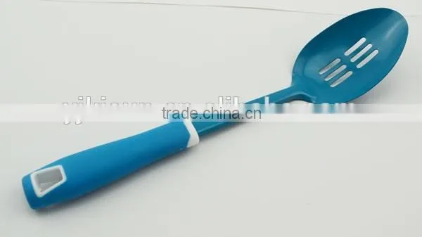plastic handle kitchenware stainless steel long spoon with colorful