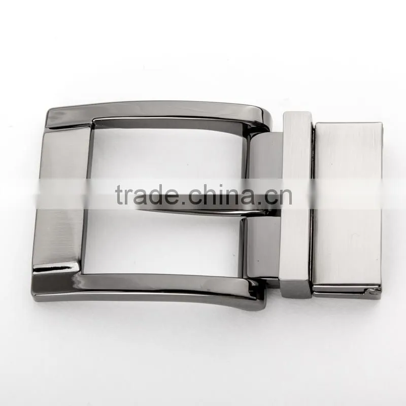 Classic design men metallic silver rotating belt buckle