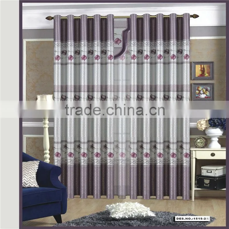 Blackout print window curtain with curtain voile