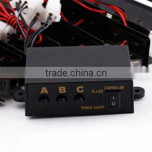 54 LED Amber & White Emergency Vehicle Strobe Lights Car Truck Flash Warning Lights for Front Grille/Deck