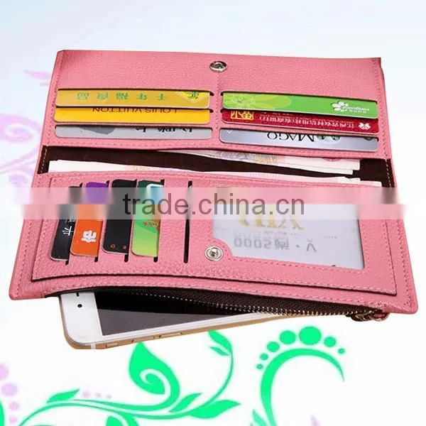 Fancy credit card holder with single zipper design hand purse for ladies