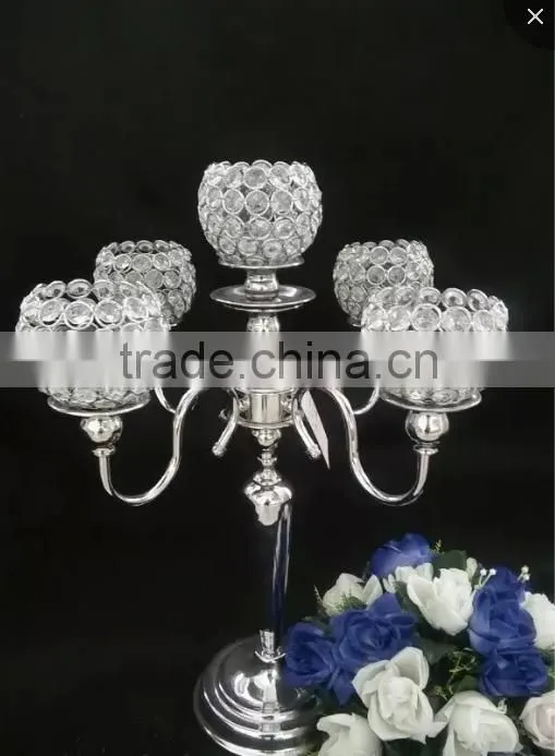 HOT SALE candl holder 5 arms crystal candelabra ,table candelabra