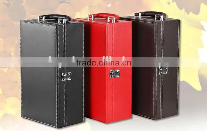 Manmade Leather 2-Bottle Wine Carrier Box