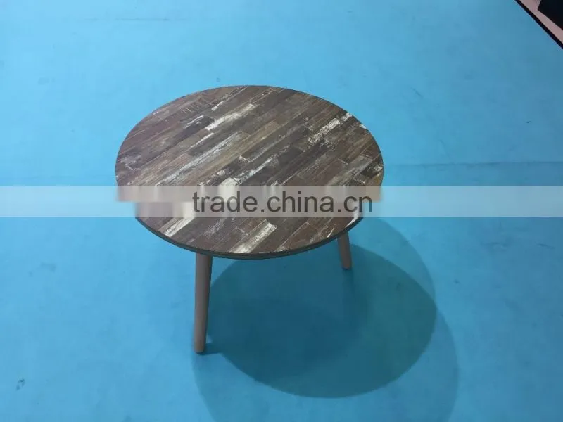 small wooden coffee table with beech wood legs