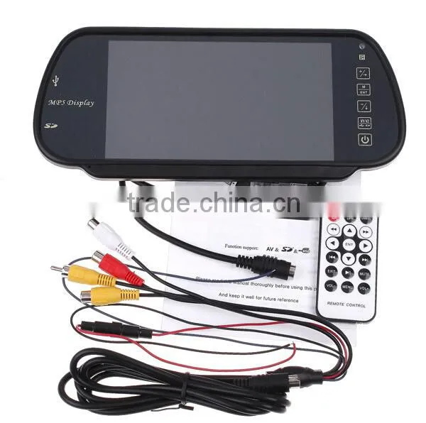 7 inch Car Rear View Mirror with USB/FM/MP5/Bluetooth,car mirror monitor