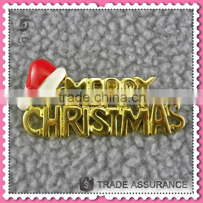 Christmas alphabet letter brooches, low price safety pin brooch