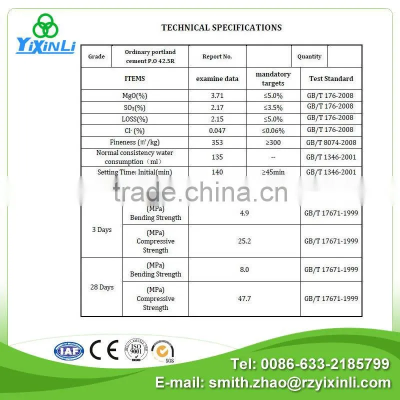 Supply high quality portland cement per ton