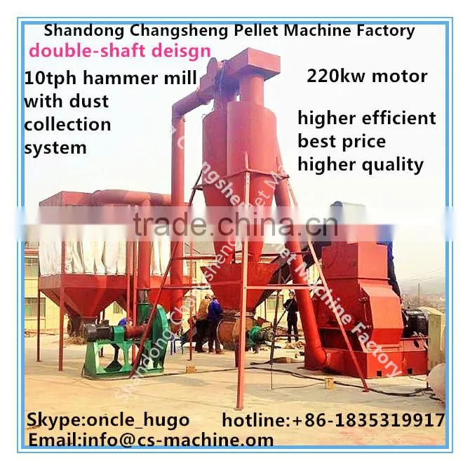 CS 2015 hot sale CE large outptut Multifunctional Dual rotor 10 ton per hour hammer mill