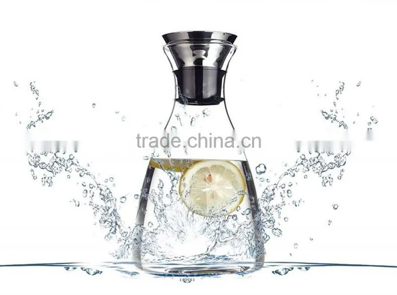 Glass Drip-free Carafe with Stainless Steel Silicone Flip-top Lid, Hot and Cold Water Pitcher, Tea/Coffee Maker