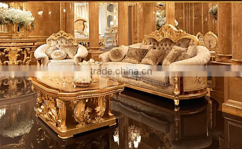 Luxury Button Tufted Upholstered Chair, Gilding Dinning Table For Eight People, Exquisite Wood Carved Dinning Room Furniture Set