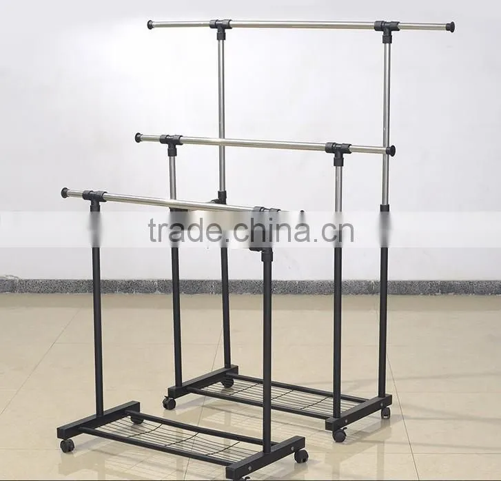 Vivinature Metal double pole Clothes Hanger dryer with wheels drying rack