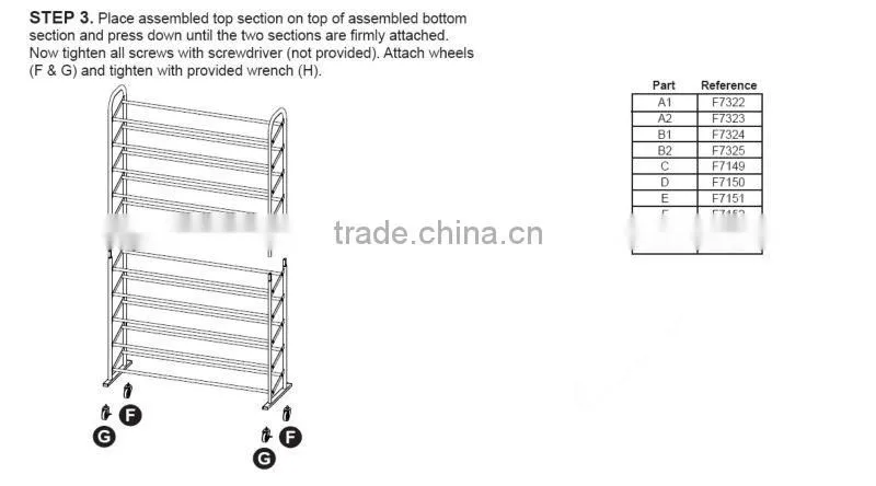 Vivinature 50 pairs rolling shoes rack and chrome shoes tower