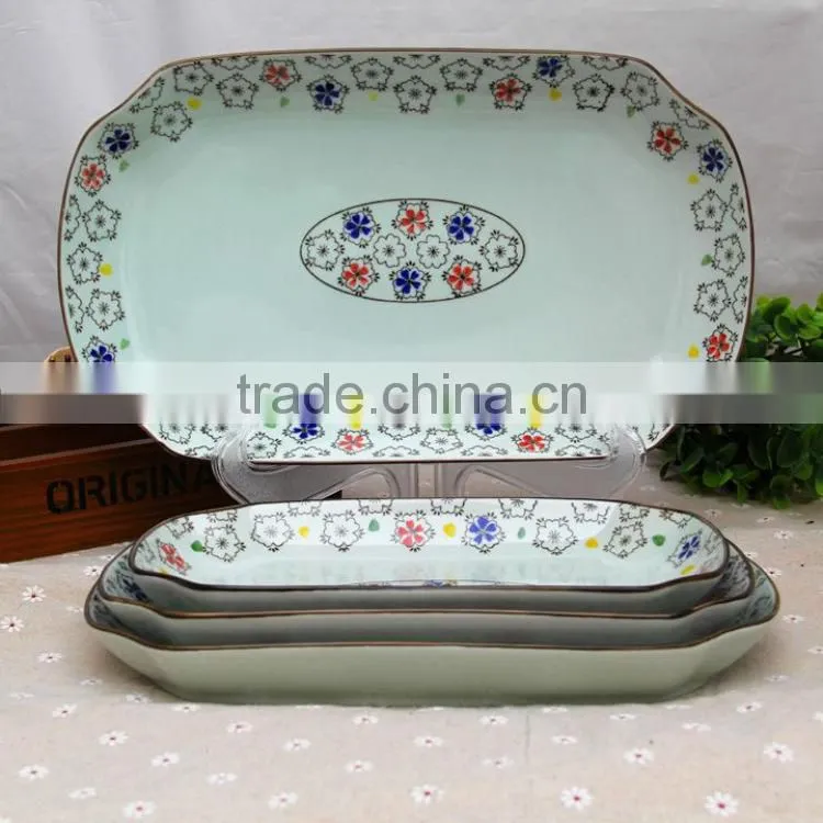 KC-00049 High Temperature decal ceramic dinner plate, ceramic fish plate