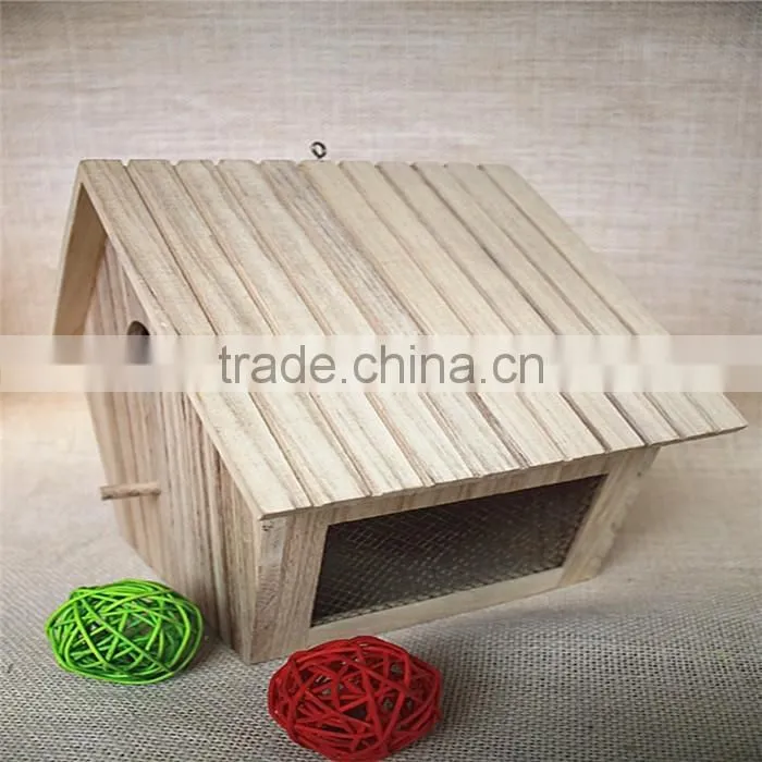 Paulownia small wooden bird houses prefabricated wood houses wood bird house with round window