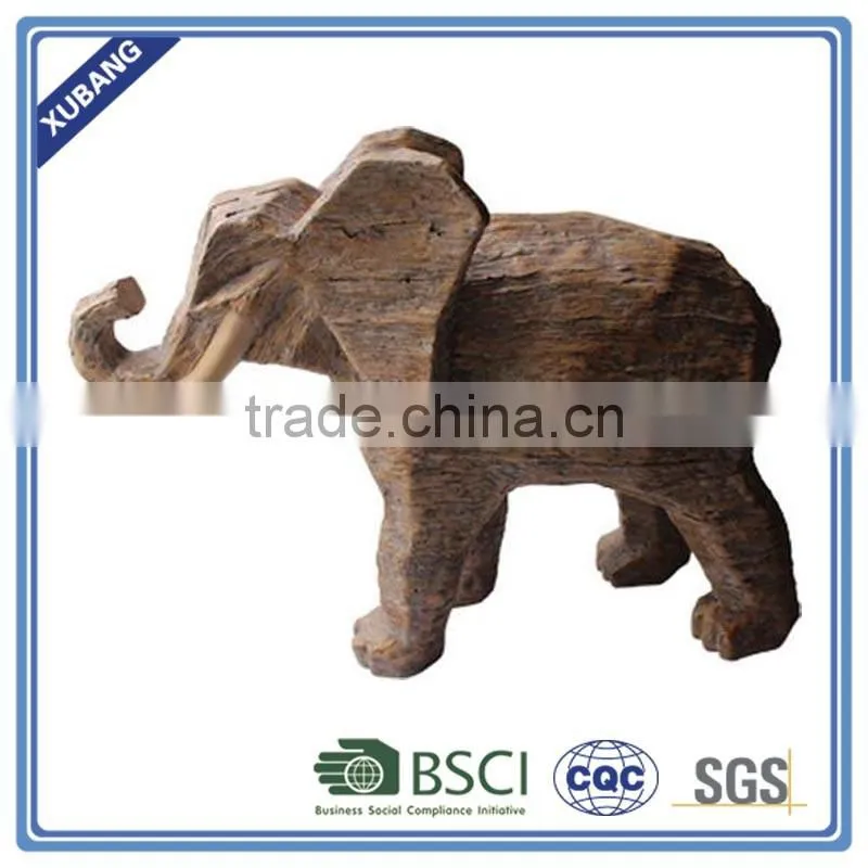 Baby Series Poly Resin Elephant Wood Finish Figurine