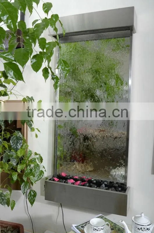 Restaurant indoor wall mounted water wall decorative glass mirror
