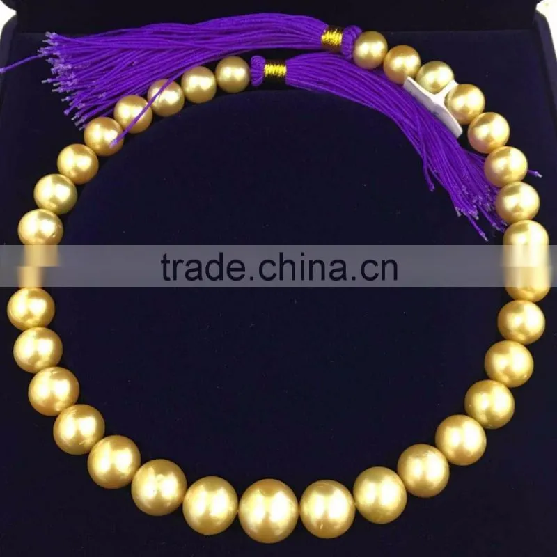 12-14mm AAA loose golden south sea pearl strand
