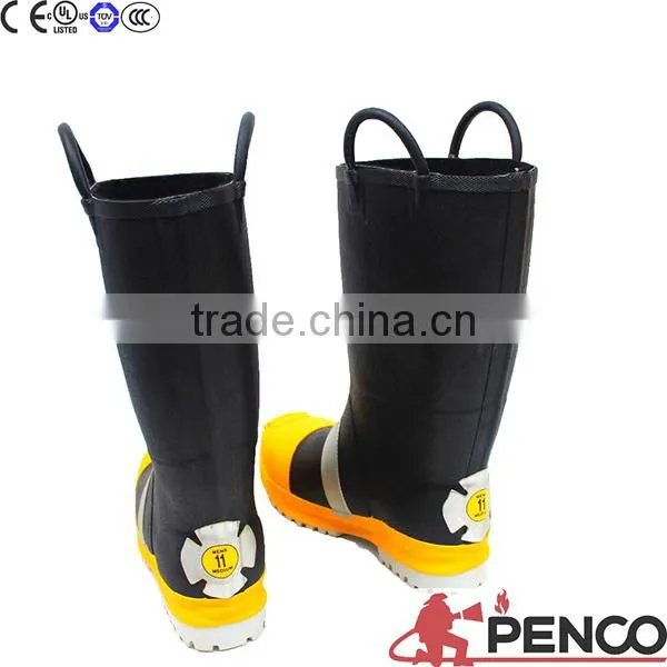 EN ISO 20345 rubber fire fighter boots with steel toe and capes