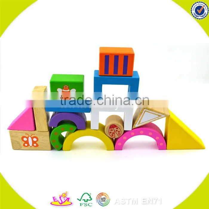 Wholesale hottest wooden baby building blocks toy colorful wooden building blocks toy for practical ability W13A055